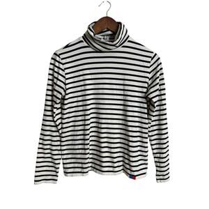 Kule The Turtleneck Top Navy White Long Sleeve Womans XS
